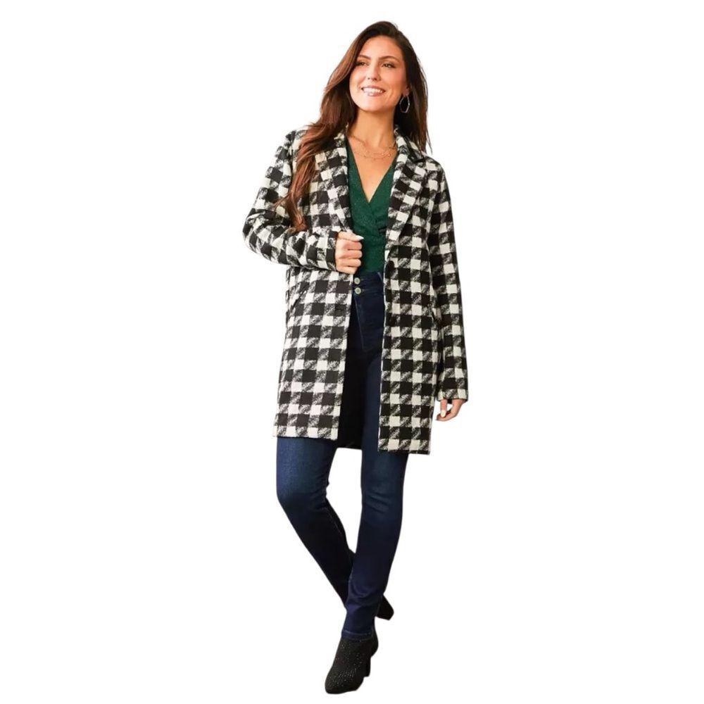 🌺WILLOW & ROOT BLACK CHECKERED DRESS COAT